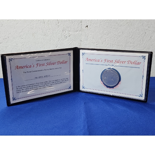 1800 America's First Silver Dollar 90% Silver 8 Reales Coin with Certificate of Authenticity 