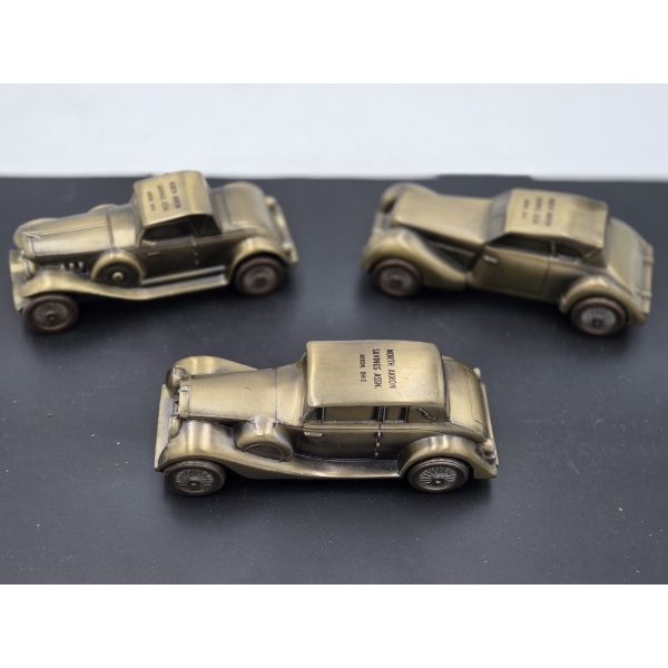 6.5''  1936 Cord, 1937 Rolls Royce, 1933 Duesenburg Bronze Coin Banks In Great Condition 