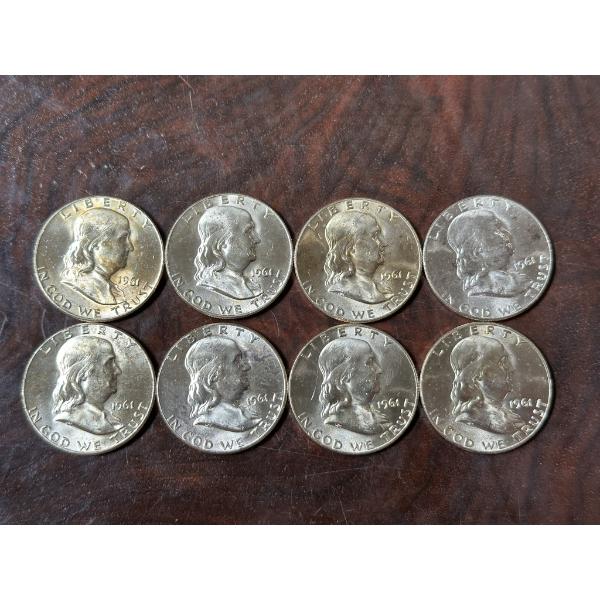 1961 Brilliant Uncirculated Franklin Half Dollars - $4.00 Face Value