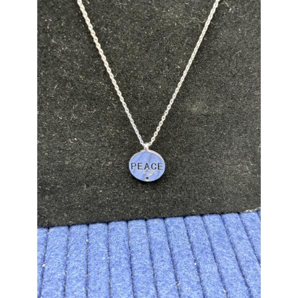 Sterling Silver Peace Necklace on Chain - ~17.5 inches - 3.4 Grams