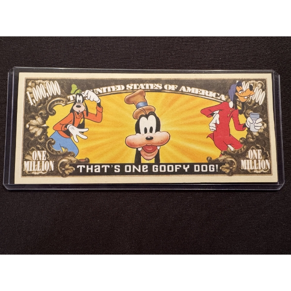 Disney Goofy One Million Dollar Bill - Disney Dollar - Mint Condition - Harder To Find