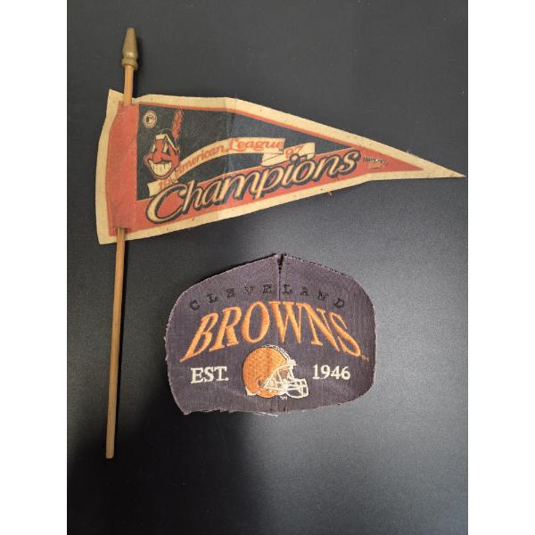 Cleveland Browns Patch And 1997 Cleveland Indians Pennant 