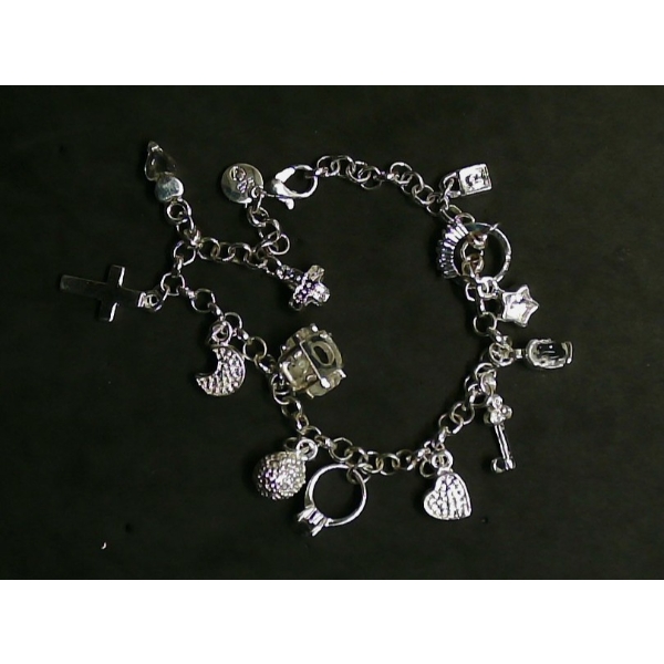 Sterling Silver Charm Bracelet - approx 8" - 22.0g TW