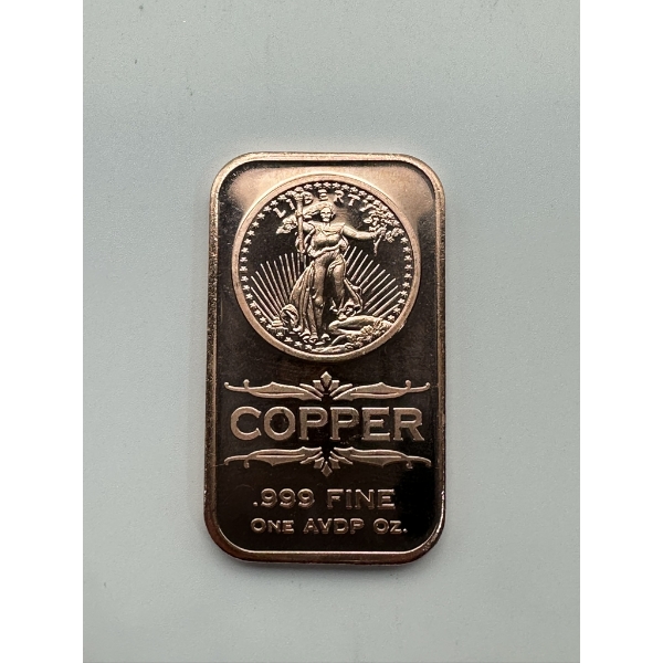 Walking Liberty Design 1 AVDP oz .999 Fine Copper Bar