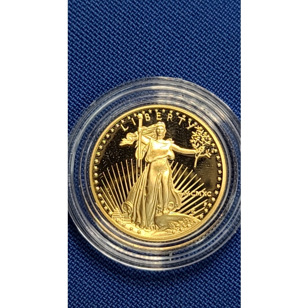 United States Mint 1990-P $10 Dollar 1/4 Oz Fine Gold American Eagle Proof Coin In Capsule