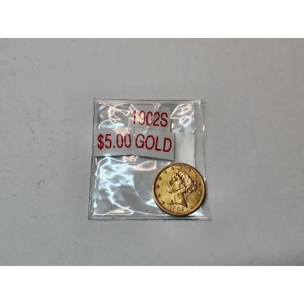 1902-S United States $5 Liberty Head Gold Coin