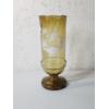 Image 1 : Vintage Mary Gregory Hand-Painted Enamel Amber Glass Vase 