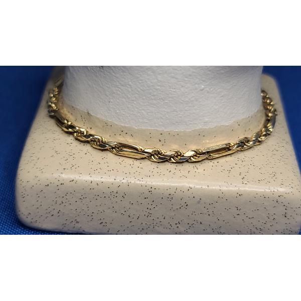 14K Yellow Gold 8" Twisted Rope Bracelet - Weight: 7.2g