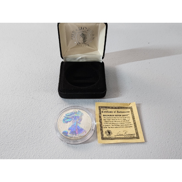 Gorgeous 2002 Hologram Silver American Eagle - 1oz Fine Silver w/ COA in Protective Capsule