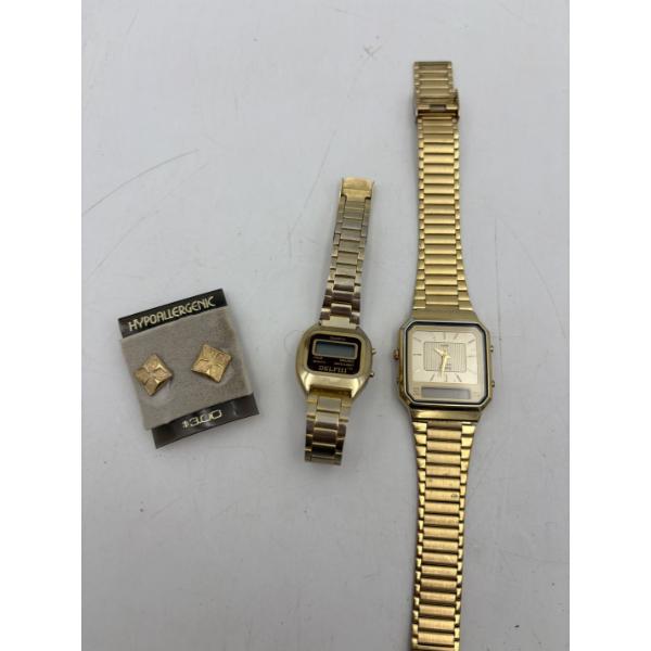 2 Watches - Delphi Quartz - Timex with Stainless Steel Back & Pair of Hypoallergenic Earrings 