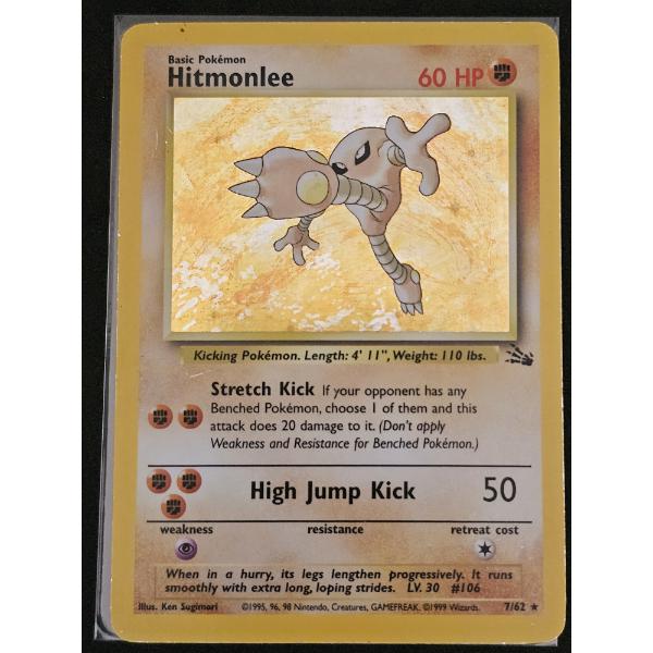 Hitmonlee 7/62 Fossil Rare Vintage Pokemon Trading Card