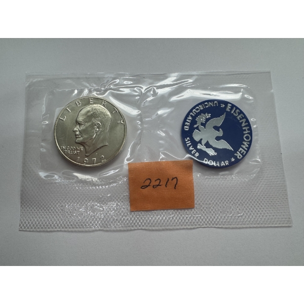 1972-S United States Uncirculated 40% Silver Eisenhower Dollar Coin- Beautiful Condition 