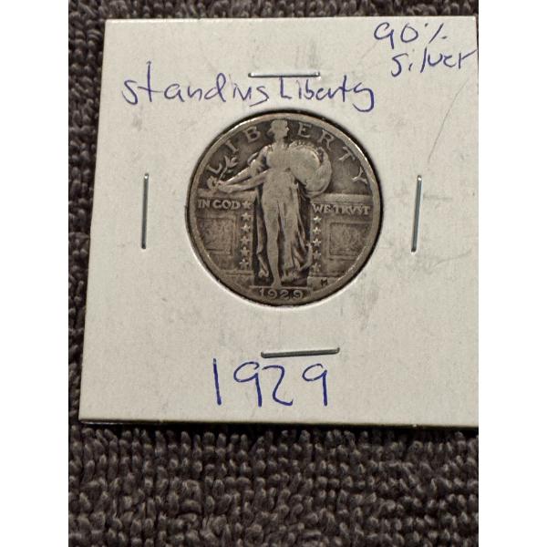 1929 United States Standing Liberty Silver Quarter - Excellent Condition 