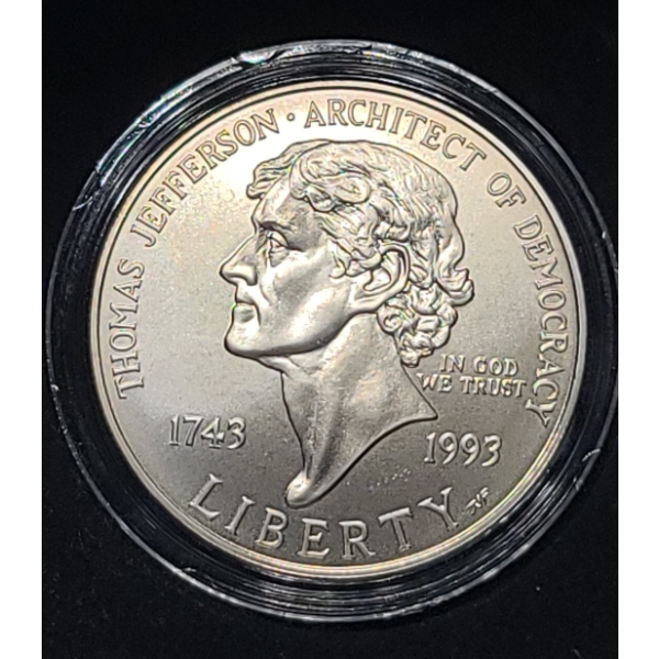 1993-P Thomas Jefferson 250th Anniversary Commemorative 90% Silver Dollar
