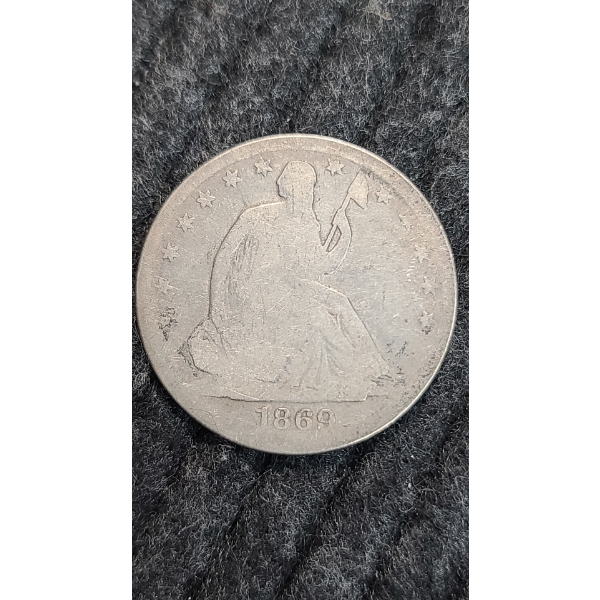 90% Silver 1869-S Liberty Seated Half Dollar 