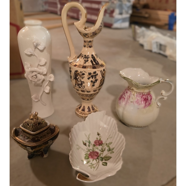 5.5" Lefton China Floral Pitcher, Greek, Japanese, Bavarian and More