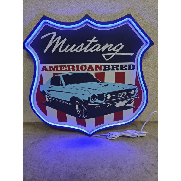 New 16'' Neon Lighted Mustang Plaque