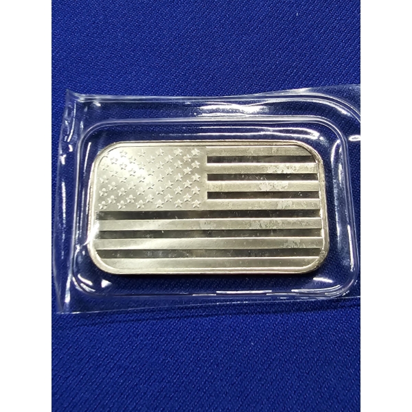 American Flag Silver Bar - 1 oz .999 Fine Silver - Beautiful Piece!