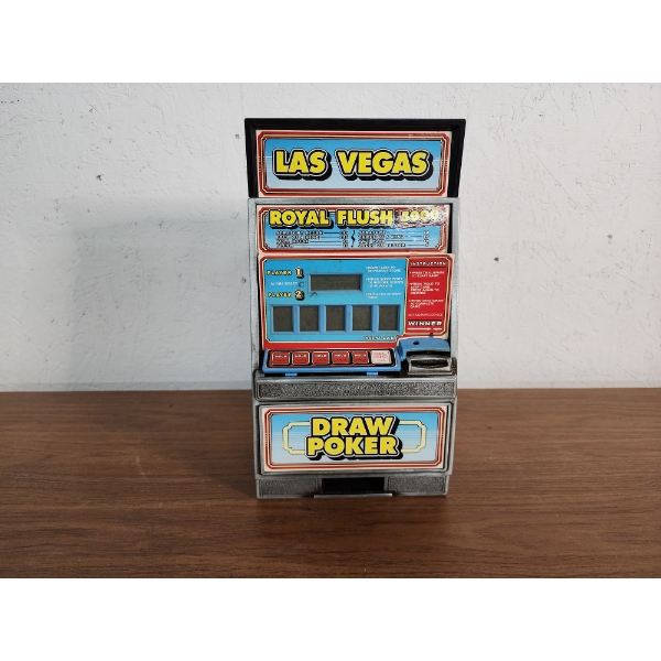 Vintage Las Vegas Royal Flush 5000 Electronic Draw Poker Coin Bank - 14in Tall