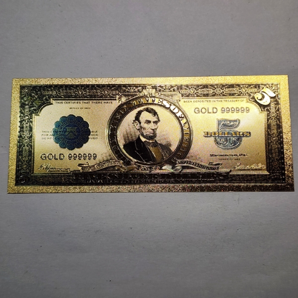 United States $5 Gold Foil Note