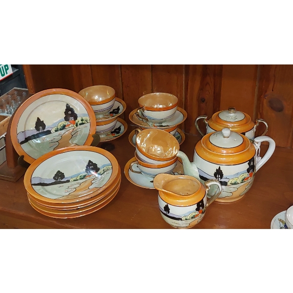 Nippon China Set Pieces As Pictured - Very Colorful With High Glaze - All In Perfect Condition 