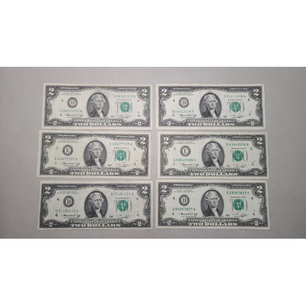 Lot Of (6) Series 1976 $2 Federal Reserve Notes With Neff And Simon Signatures - Face Value: $12