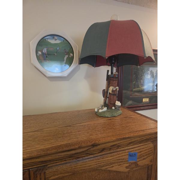 Golf Umbrella Shade Lamp & Greens Wall Clock