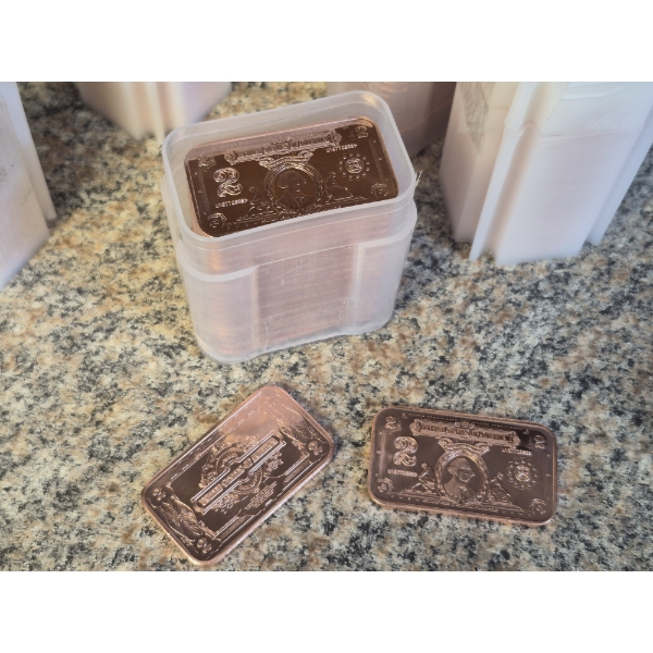 Commemorative Copper Bars  Investment Lot - 20 GEM Mint 1 Oz $2 MINI PORTHOLE LARGE NOTE BARS w CASE