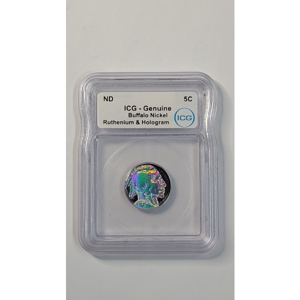 ICG Genuine United States Buffalo Nickel With Ruthenium & Hologram 