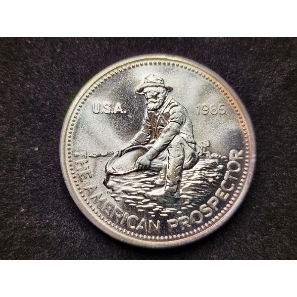 Engelhard 1985 One Troy Ounce .999 Fine Silver American Prospector Round 