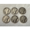 Image 1 : 6 - United States Mercury Silver Dimes - Harder To Find Dates