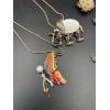 Image 2 : Costume Jewelry Lot - 4 Necklaces - 1 Pin - Animal Necklaces - Floral Pin
