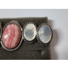Image 3 : Sterling Silver Pink Rhodochrosite-Like and Mother of Pearl-Like Earrings TW: 24.6g