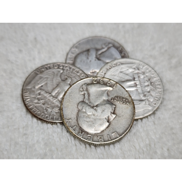 $1.00 Face Value in Assorted 90% Silver United States Washington Quarters ~ 4 Coins!