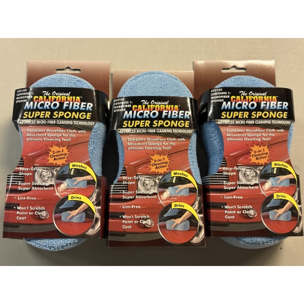New - California Microfiber Super Sponges - Set of 3 Sponges 