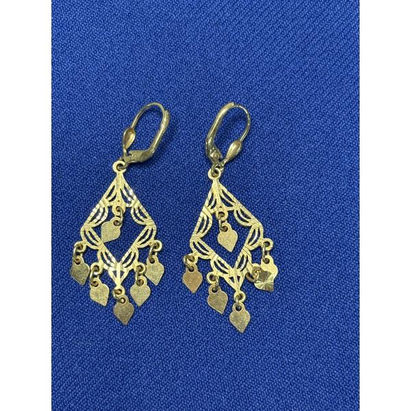 14K Gold Earrings, 1 Pair of Dangle, Total Weight 4.0g
