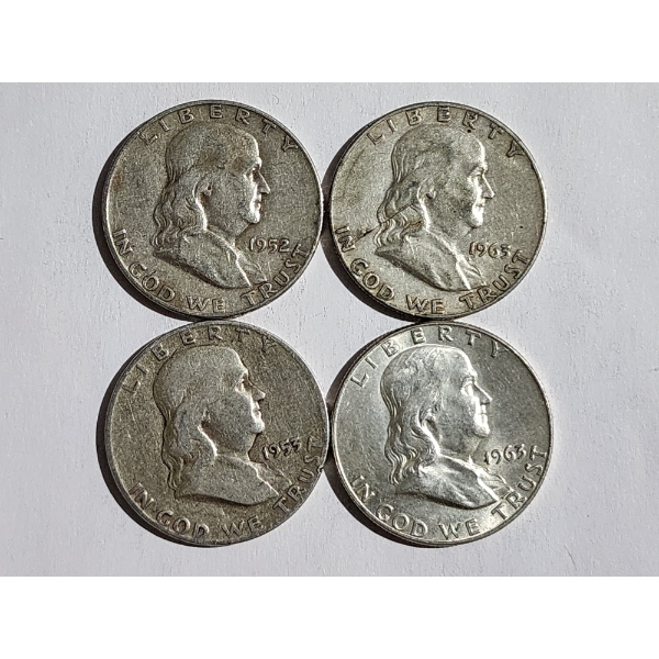 $2.00 Face Value in Benjamin Franklin 90% Silver Half Dollars