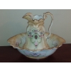 Image 1 : Antique Wash Basin & Pitcher - As Shown - 14" Tall Pitcher - 19" oval Wash Basin