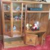 Image 3 : Wood Walnut Entertainment Center Cabinet - 53" W x 52" Tall x 18" D Excellent - Contents Not Incl
