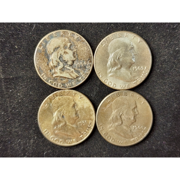 $2 Face Value in 90% Silver Benjamin Franklin Half Dollars