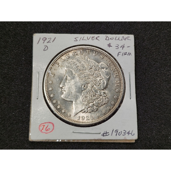 1921-D Morgan Silver Dollar - 90% Silver - Excellent Condition