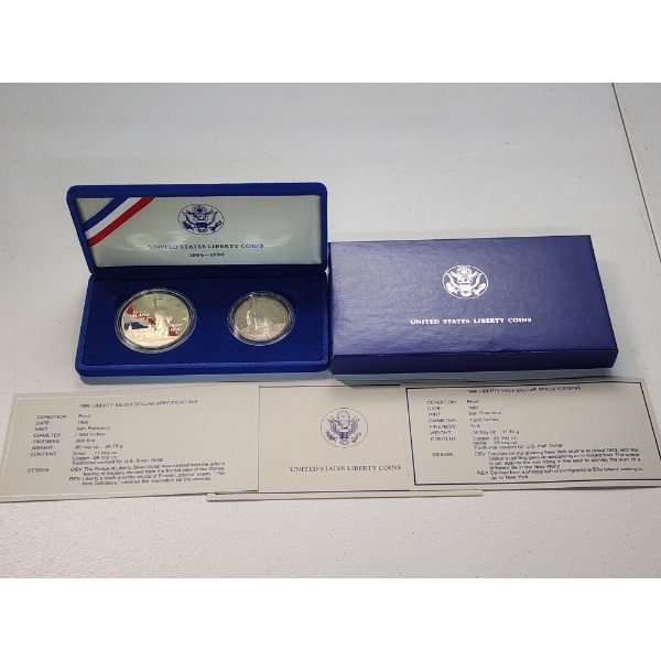 U.S. Liberty Coins 1886-1986 Proof Set Including 90% Silver Dollar