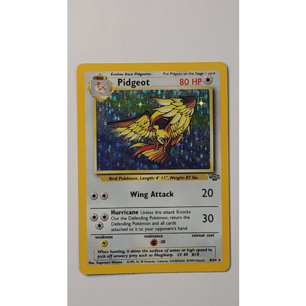 Vintage Pidgeot #8/64 HOLO RARE Pokemon Trading Card From The Jungle Set - Near Mint Condition