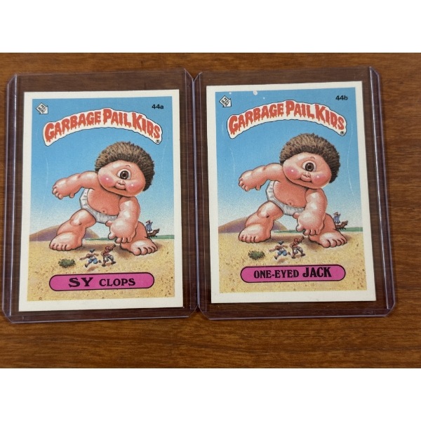 1985 Garbage Pail Kids - Sy Clops & One-Eyed Jack Cards - 44A & 44B - Mint Condition