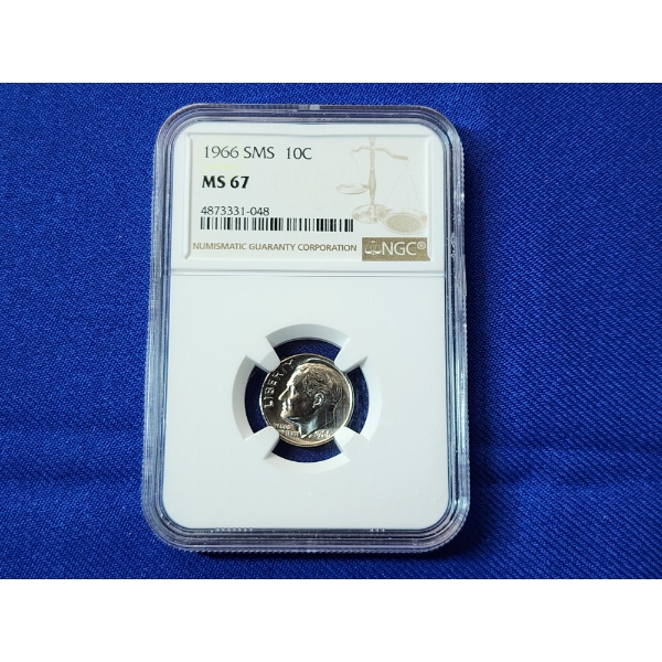 1966 Special Mint Set Roosevelt Dime Graded MS 67 SMS by NGC