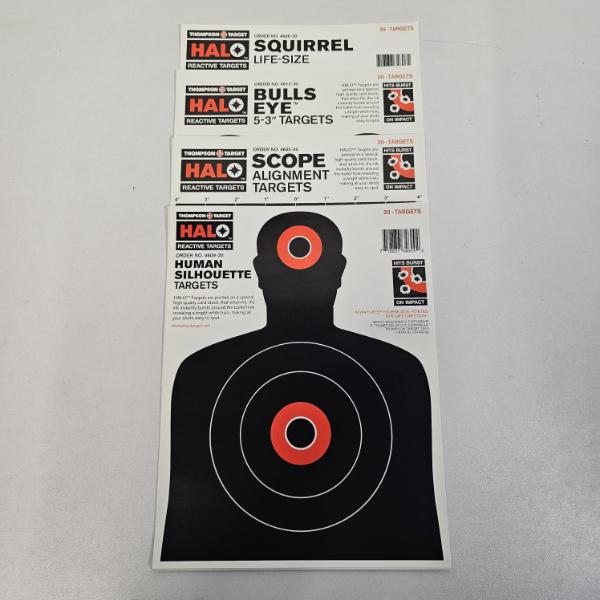 12 Thompson Target HALO Reactive Paper Shooting Targets - Assorted (see pics)