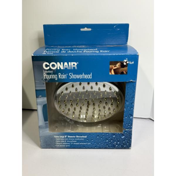 Conair Pouring Ran Showerhead - XL 8" Diameter Showerhead - Solid Brass & Chrome 