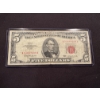 Image 1 : 1963 United States Lincoln $5.00 Bill - Red Seal In Protective Holder - Excellent Note