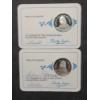Image 1 : (2) Sterling Silver Franklin Mint Collectors Society Member Coins With Cert Cards- About 7 Grams Ea.