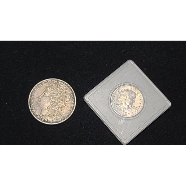 1896 Silver Morgan Dollar & 1979 Narrow Rim Susan B. Anthony Dollar